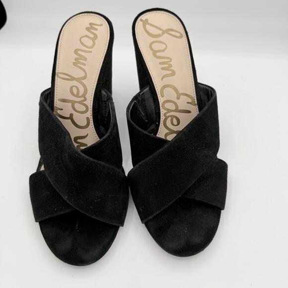 Sam‎ Edelman Nahla Women's 9 Black Suede Wedge Shoes Classic - Picture 2 of 7